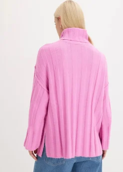 bonprix Bekleidung·Umstandsmode|Strickmode^Gerippter Rollkragenpullover rosapink