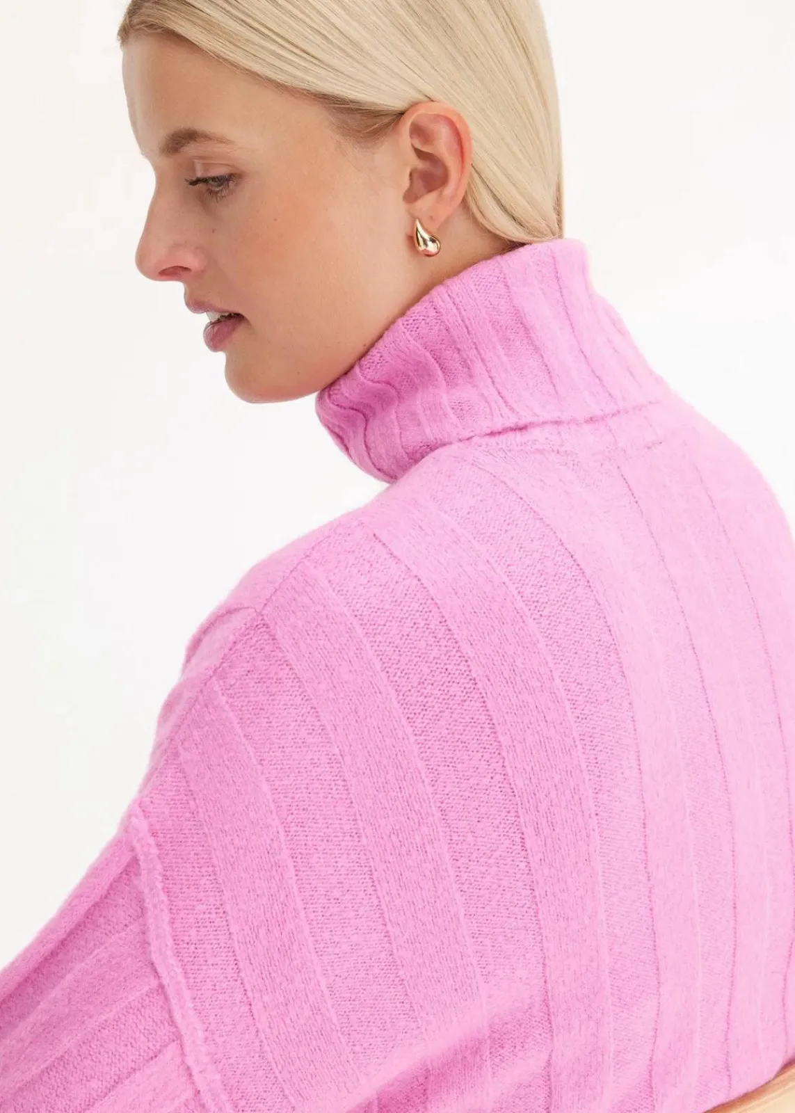 bonprix Bekleidung·Umstandsmode|Strickmode^Gerippter Rollkragenpullover rosapink