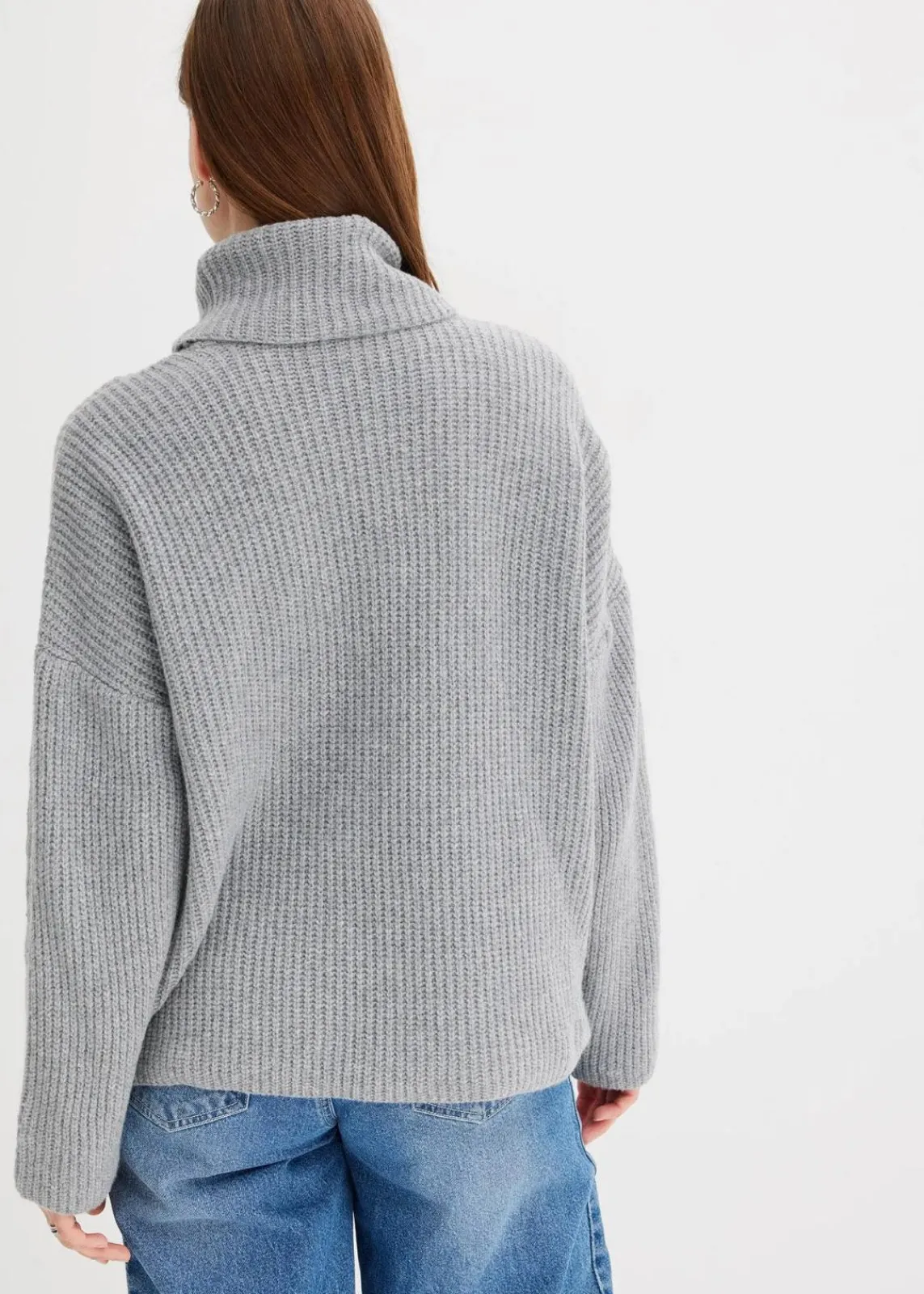 bonprix Bekleidung·Umstandsmode|Bekleidung·Jeans^Gerippter Rollkragenpullover hellgrau meliert