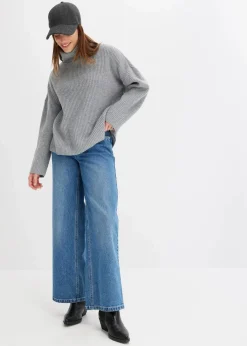 bonprix Bekleidung·Umstandsmode|Bekleidung·Jeans^Gerippter Rollkragenpullover hellgrau meliert