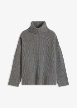 bonprix Bekleidung·Umstandsmode|Bekleidung·Jeans^Gerippter Rollkragenpullover grau meliert