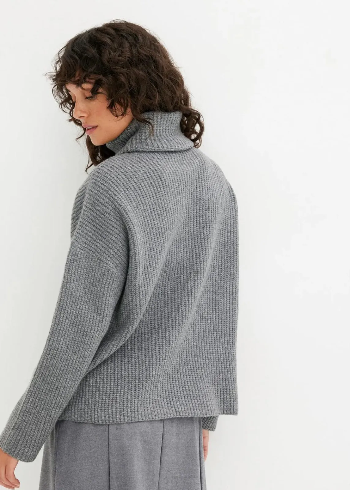 bonprix Bekleidung·Umstandsmode|Bekleidung·Jeans^Gerippter Rollkragenpullover grau meliert