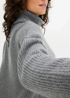 bonprix Bekleidung·Umstandsmode|Bekleidung·Jeans^Gerippter Rollkragenpullover grau meliert
