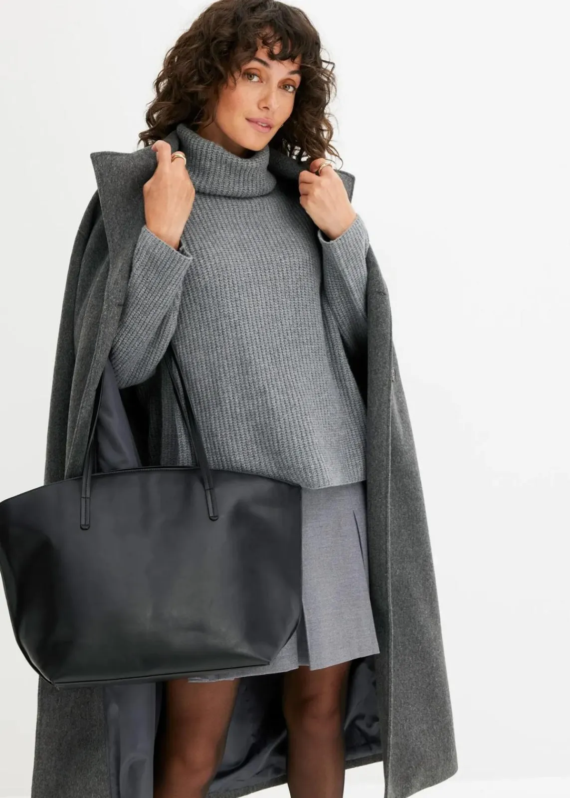 bonprix Bekleidung·Umstandsmode|Bekleidung·Jeans^Gerippter Rollkragenpullover grau meliert