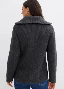 bonprix Bekleidung·Jeans|Pullover & Strickjacken^Gerippter Troyer anthrazit