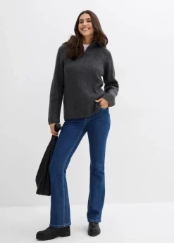 bonprix Bekleidung·Jeans|Pullover & Strickjacken^Gerippter Troyer anthrazit