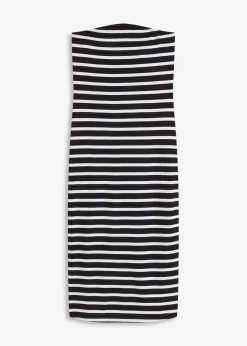 bonprix Kleider^geripptes Bandeau-Kleid schwarz/weiß gestreift