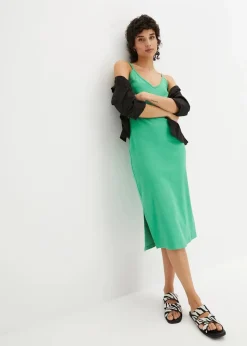 bonprix Nachhaltigere Materialien|Kleider^Geripptes Bodycon-Kleid aus elastischem Baumwoll-Mix opalgrün