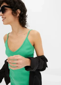 bonprix Nachhaltigere Materialien|Kleider^Geripptes Bodycon-Kleid aus elastischem Baumwoll-Mix opalgrün