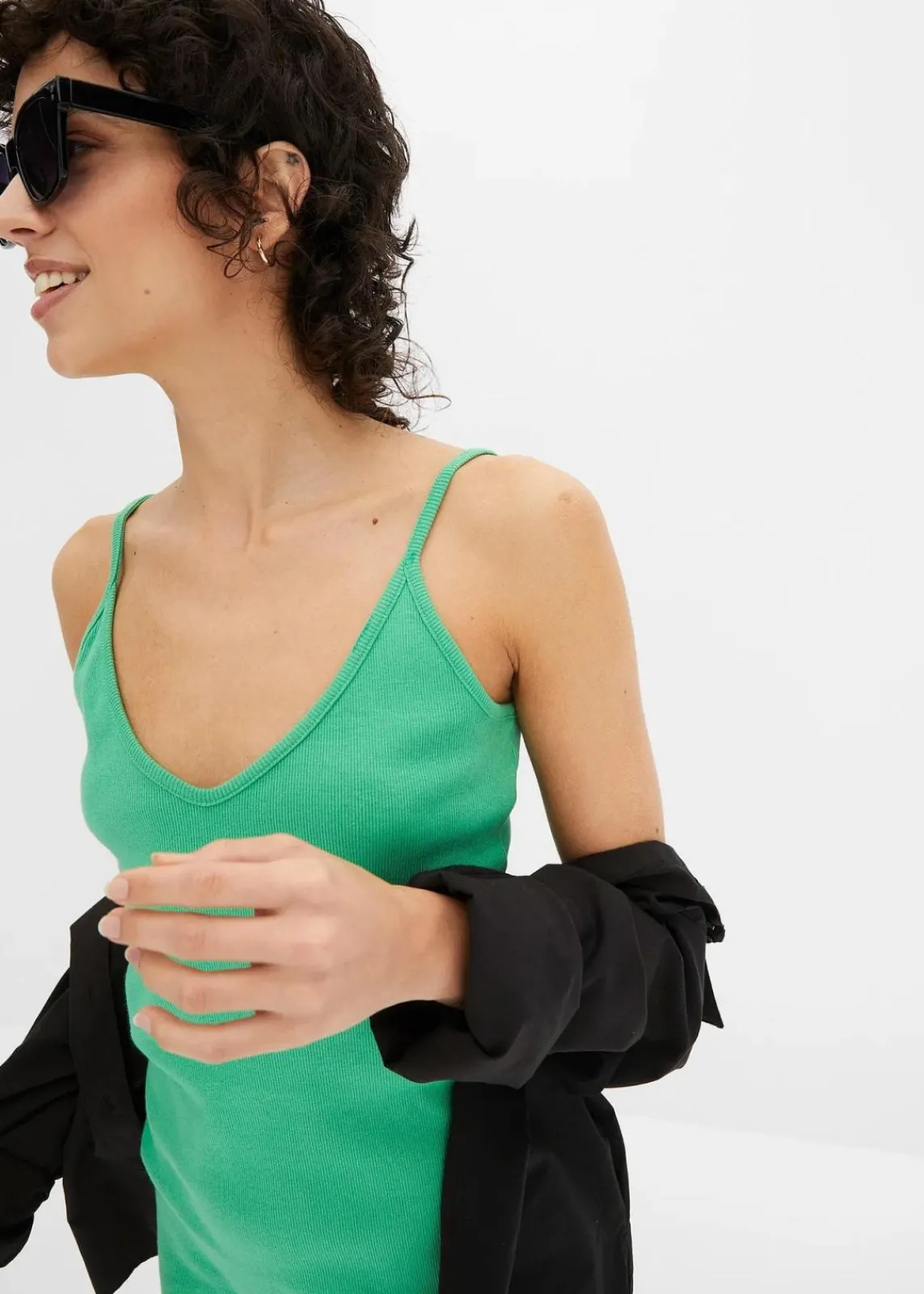 bonprix Nachhaltigere Materialien|Kleider^Geripptes Bodycon-Kleid aus elastischem Baumwoll-Mix opalgrün