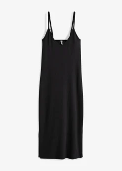 bonprix Bekleidung·Pullover & Strickjacken|Kleider^Geripptes Bodycon-Kleid aus elastischem Baumwoll-Mix schwarz