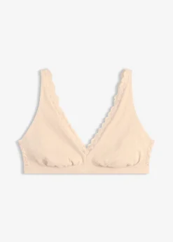 bonprix Wäsche·Baumwollunterwäsche|Baumwollunterwäsche^Geripptes Bralette mit Bio-Baumwolle und Spitze seidenrosa