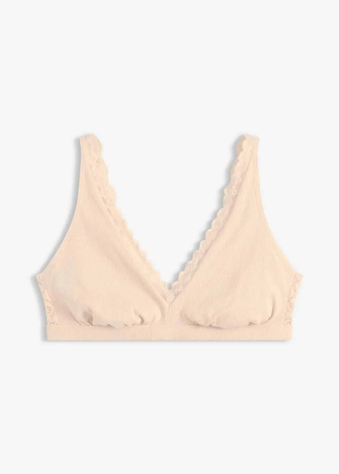 bonprix Wäsche·Baumwollunterwäsche|Baumwollunterwäsche^Geripptes Bralette mit Bio-Baumwolle und Spitze seidenrosa