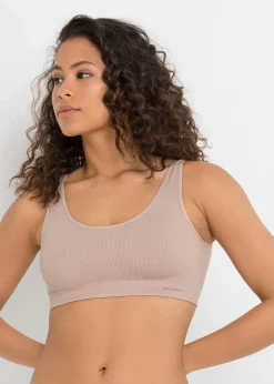 bonprix Nachhaltigere Materialien|Seamless^Geripptes Feel Comfort Seamless Bustier (2er Pack) anthrazit + mattbeige