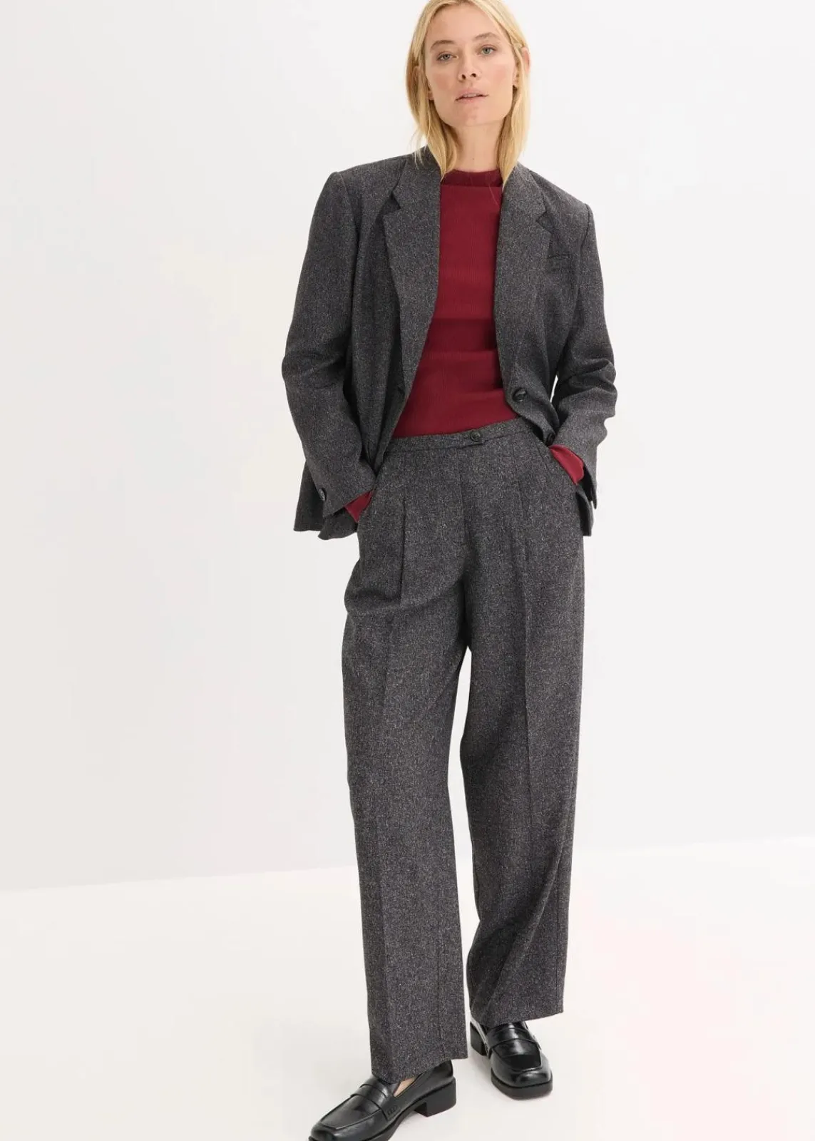 bonprix Shirts & Tops^Geripptes Langarmshirt rubinrot