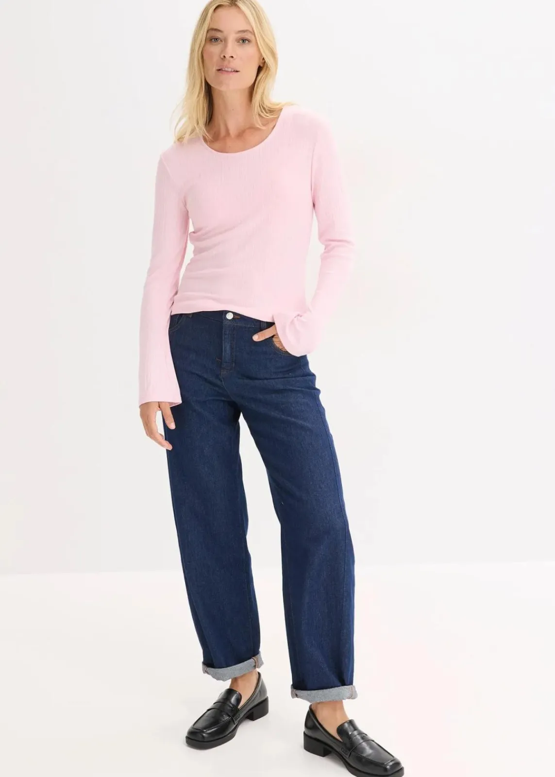 bonprix Shirts & Tops|Basics^Geripptes Langarmshirt kristallrosa