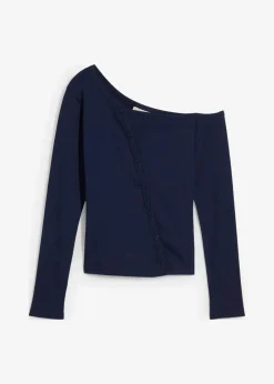 bonprix Nachhaltigere Materialien|Shirts & Tops^Geripptes Langarmshirt dunkelblau