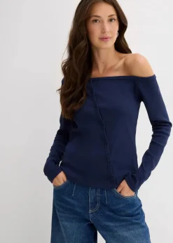 bonprix Nachhaltigere Materialien|Shirts & Tops^Geripptes Langarmshirt dunkelblau