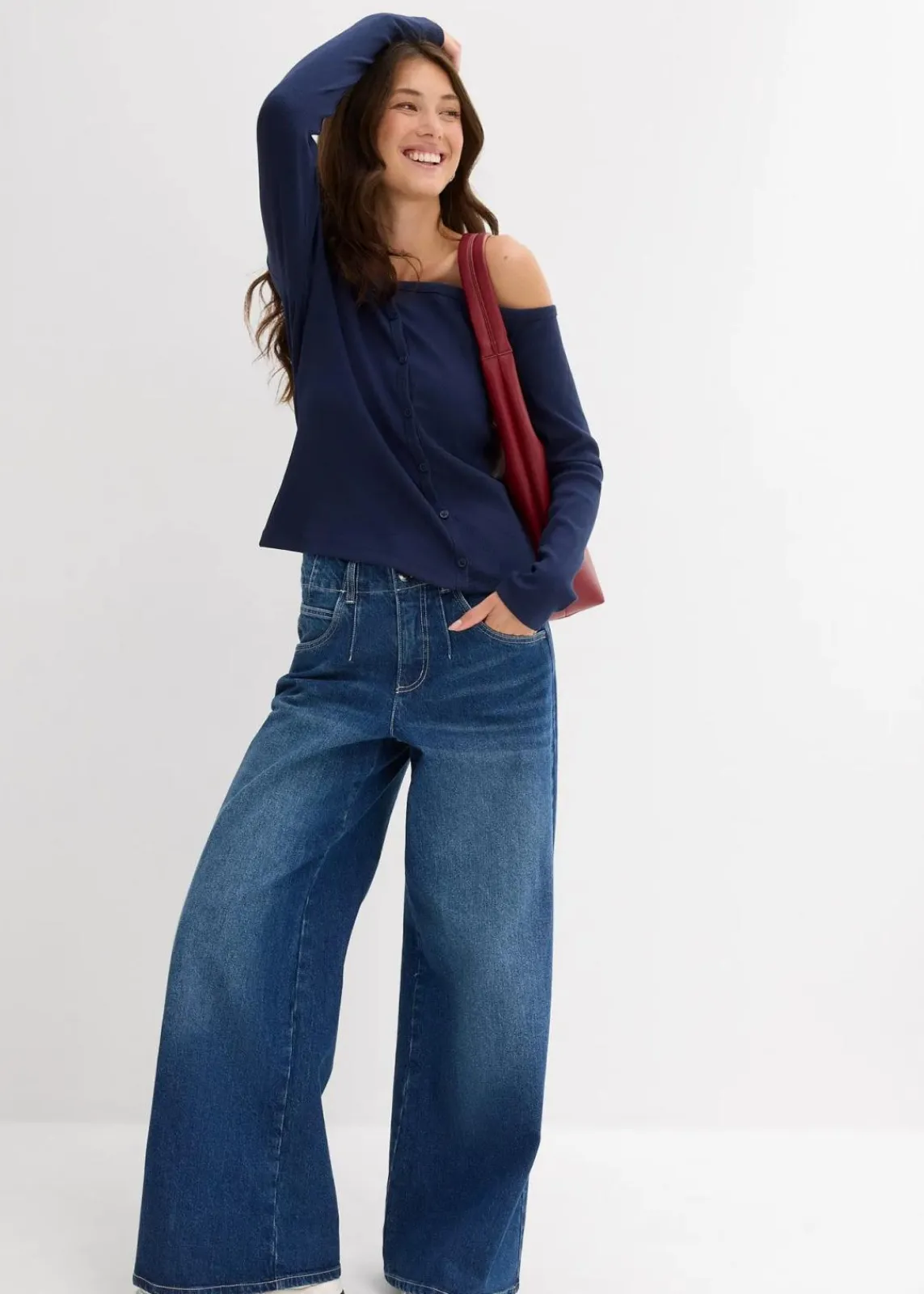 bonprix Nachhaltigere Materialien|Shirts & Tops^Geripptes Langarmshirt dunkelblau