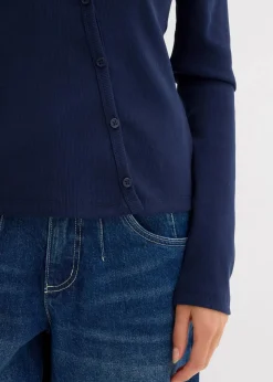 bonprix Nachhaltigere Materialien|Shirts & Tops^Geripptes Langarmshirt dunkelblau