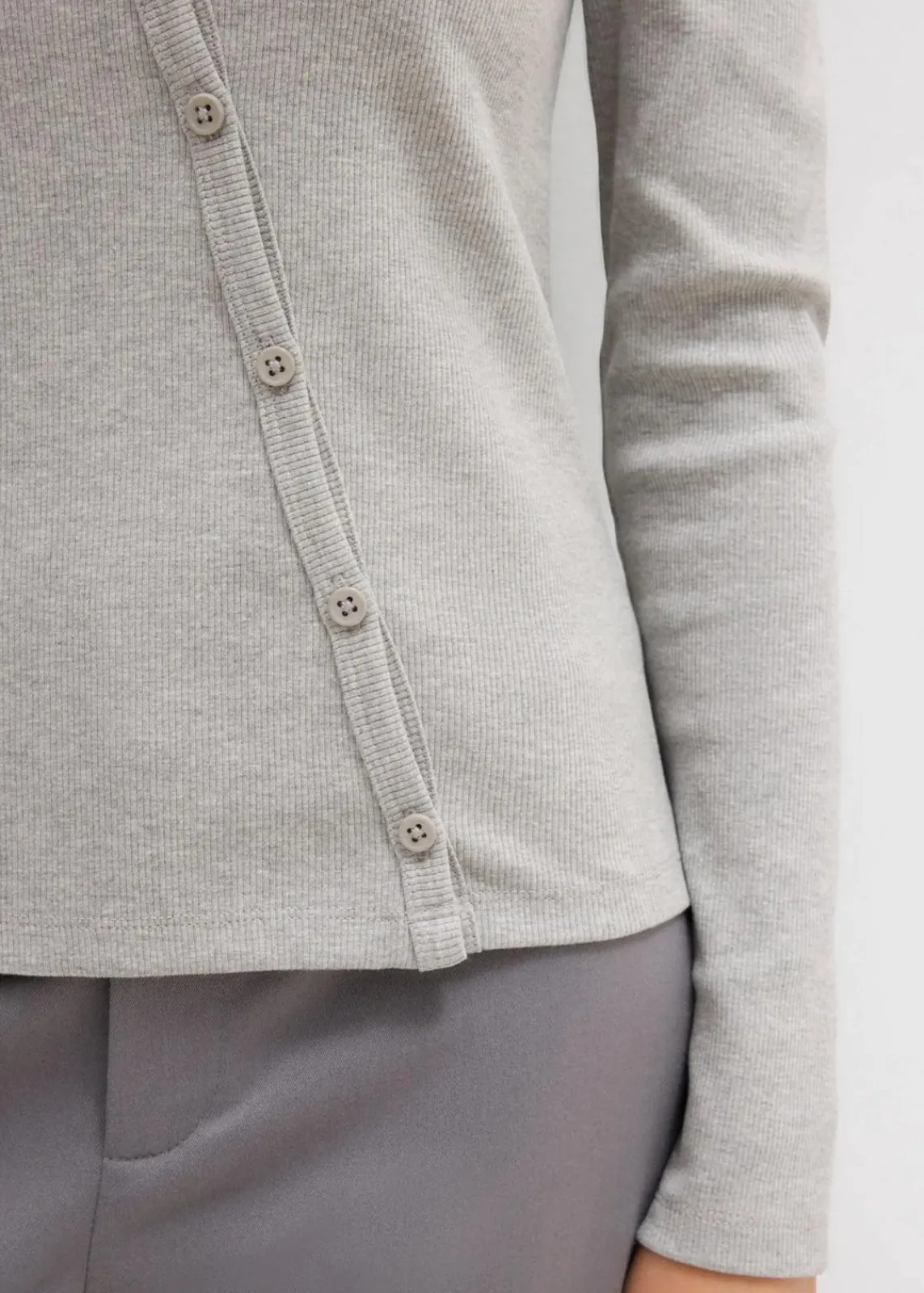 bonprix Shirts & Tops|Nachhaltigere Materialien^Geripptes Langarmshirt hellgrau meliert