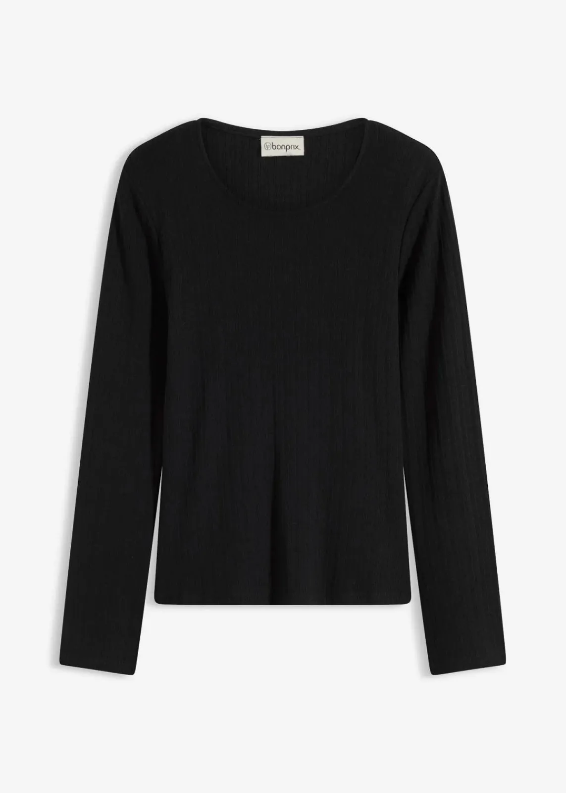 bonprix Basics|Shirts & Tops^Geripptes Langarmshirt schwarz