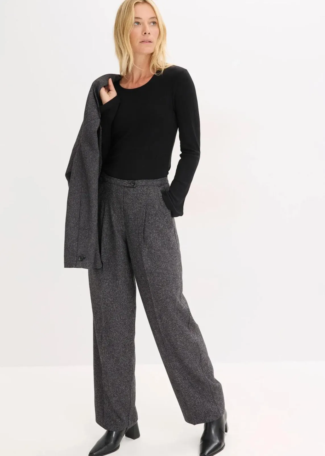 bonprix Basics|Shirts & Tops^Geripptes Langarmshirt schwarz
