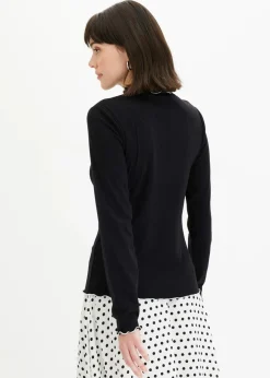 bonprix Shirts & Tops^Geripptes Langarmshirt schwarz/wollweiß