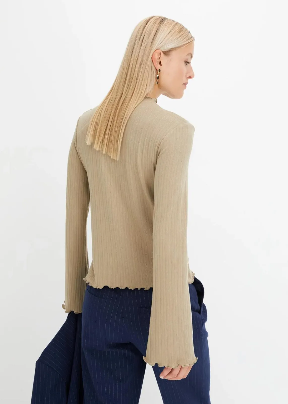 bonprix Shirts & Tops^Geripptes Langarmshirt new khaki