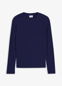 bonprix Shirts & Tops|Basics^Geripptes Langarmshirt aus reiner Baumwolle dunkelblau