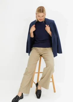 bonprix Shirts & Tops|Basics^Geripptes Langarmshirt aus reiner Baumwolle dunkelblau