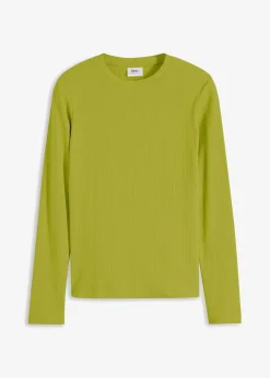 bonprix Shirts & Tops|Basics^Geripptes Langarmshirt aus reiner Baumwolle moos