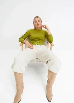 bonprix Shirts & Tops|Basics^Geripptes Langarmshirt aus reiner Baumwolle moos