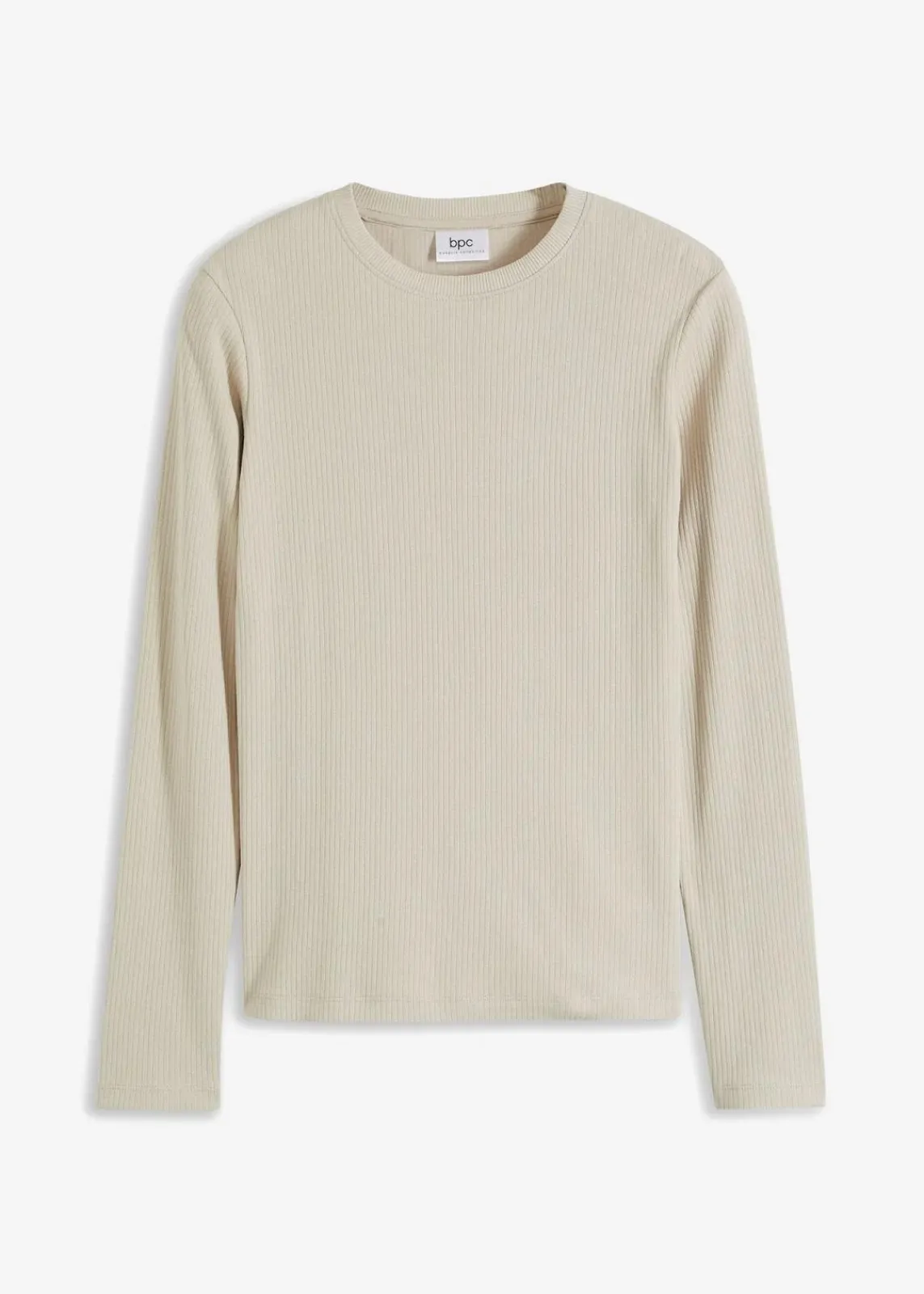 bonprix Shirts & Tops|Basics^Geripptes Langarmshirt aus reiner Baumwolle kitt