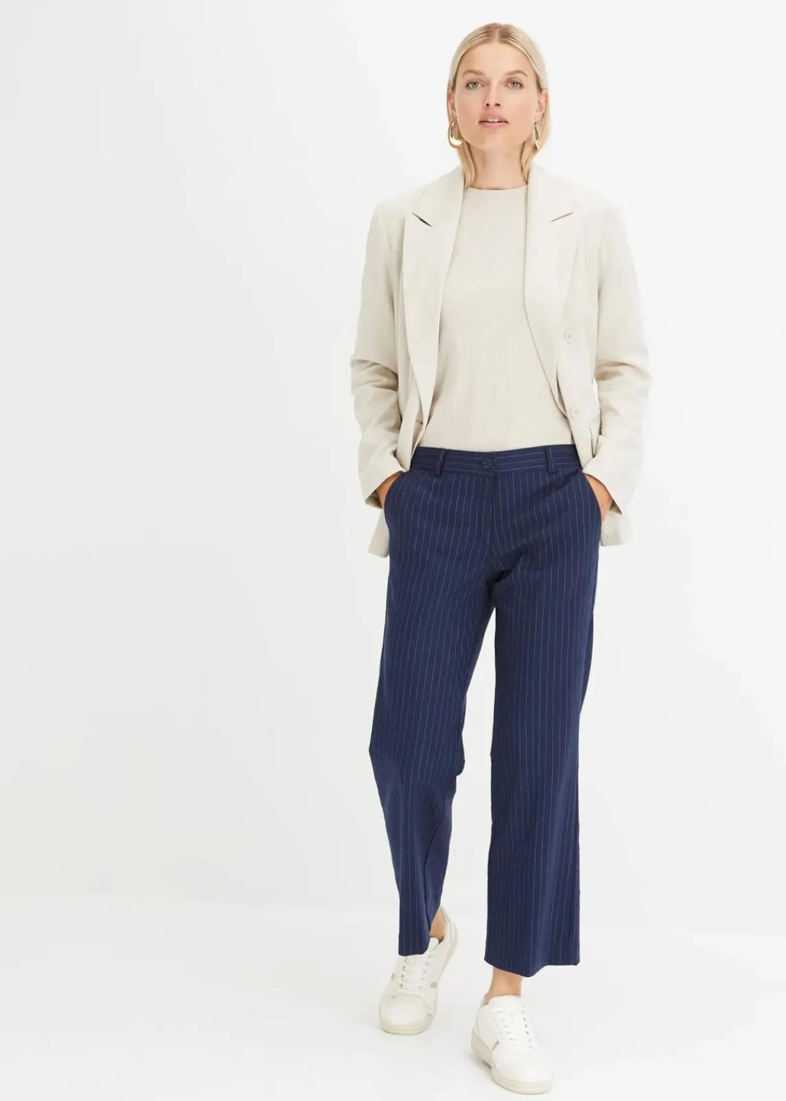 bonprix Shirts & Tops|Basics^Geripptes Langarmshirt aus reiner Baumwolle kitt