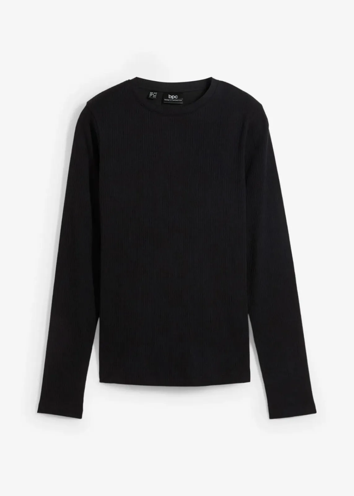 bonprix Bekleidung·Röcke|Basics^Geripptes Langarmshirt aus reiner Baumwolle schwarz