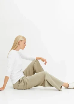 bonprix Shirts & Tops|Basics^Geripptes Langarmshirt aus reiner Baumwolle weiß