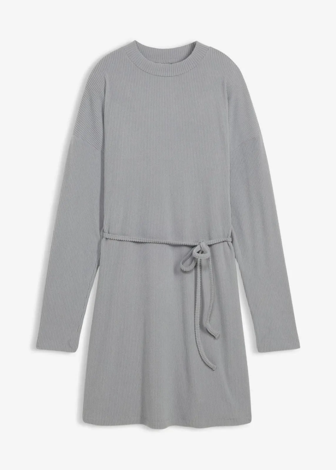 bonprix Bekleidung·Pullover & Strickjacken|Kleider^Geripptes Minikleid grau/weiß