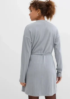 bonprix Bekleidung·Pullover & Strickjacken|Kleider^Geripptes Minikleid grau/weiß
