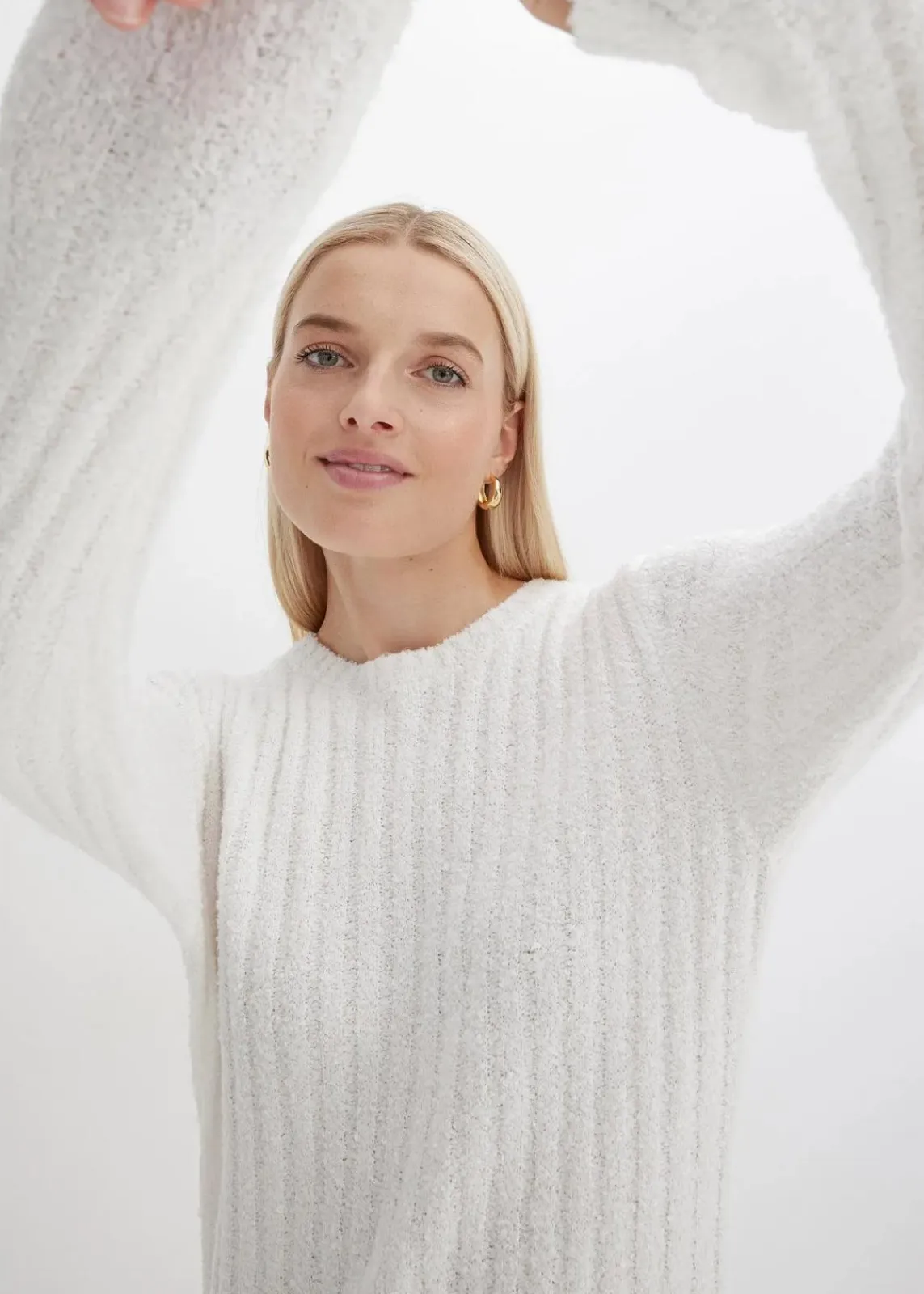 bonprix Bekleidung·Umstandsmode|Bekleidung·Pullover & Strickjacken^Geripptes Strickkleid cremeweiß