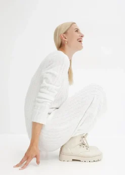 bonprix Bekleidung·Umstandsmode|Bekleidung·Pullover & Strickjacken^Geripptes Strickkleid cremeweiß