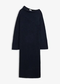 bonprix Bekleidung·Umstandsmode|Bekleidung·Pullover & Strickjacken^Geripptes Strickkleid dunkelblau