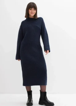 bonprix Bekleidung·Umstandsmode|Bekleidung·Pullover & Strickjacken^Geripptes Strickkleid dunkelblau