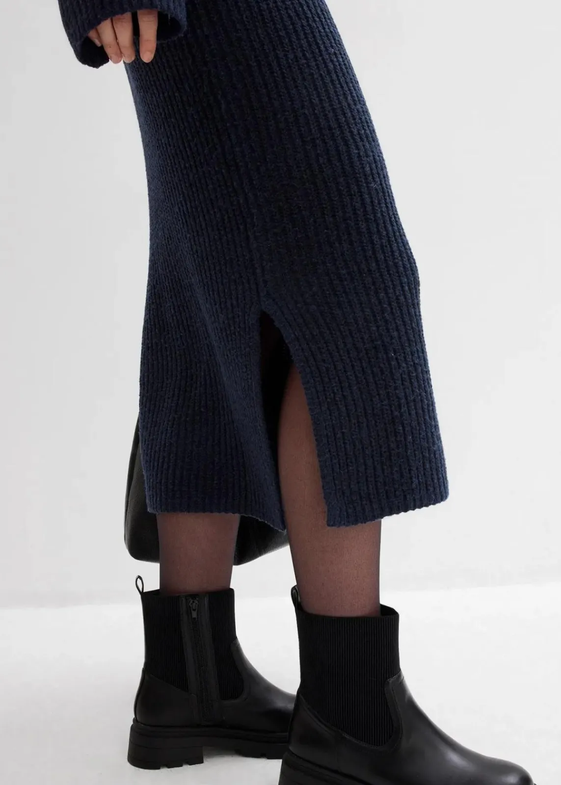bonprix Bekleidung·Umstandsmode|Bekleidung·Pullover & Strickjacken^Geripptes Strickkleid dunkelblau