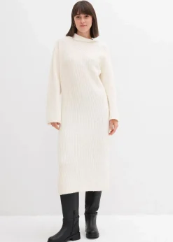 bonprix Bekleidung·Umstandsmode|Bekleidung·Pullover & Strickjacken^Geripptes Strickkleid perlweiß