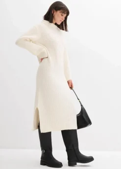 bonprix Bekleidung·Umstandsmode|Bekleidung·Pullover & Strickjacken^Geripptes Strickkleid perlweiß