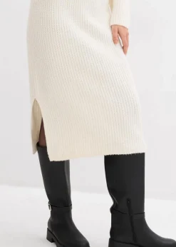bonprix Bekleidung·Umstandsmode|Bekleidung·Pullover & Strickjacken^Geripptes Strickkleid perlweiß