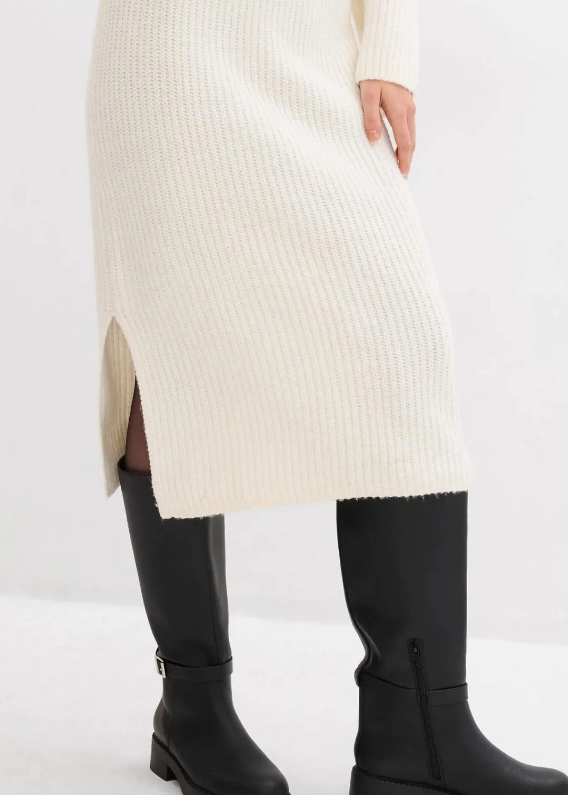 bonprix Bekleidung·Umstandsmode|Bekleidung·Pullover & Strickjacken^Geripptes Strickkleid perlweiß