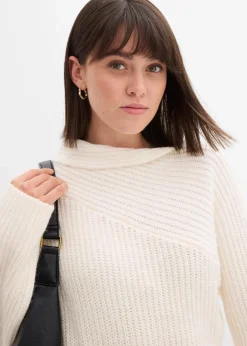 bonprix Bekleidung·Umstandsmode|Bekleidung·Pullover & Strickjacken^Geripptes Strickkleid perlweiß