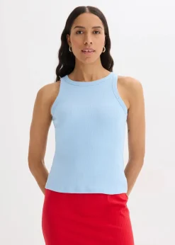 bonprix Wäsche·Unterhemden|Bekleidung·Röcke^Geripptes Tanktop hellblau